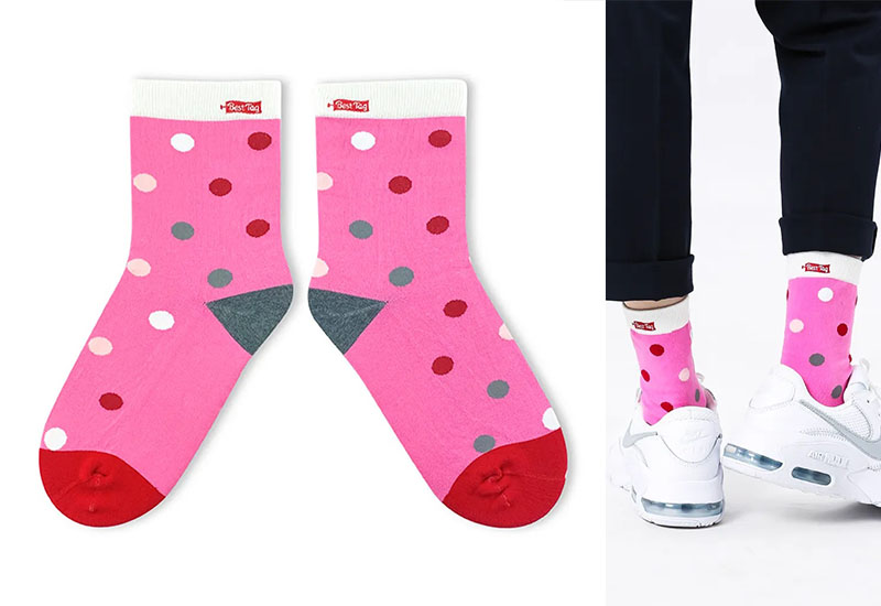 大圓點襪-粉 厚襪款(2種尺寸)